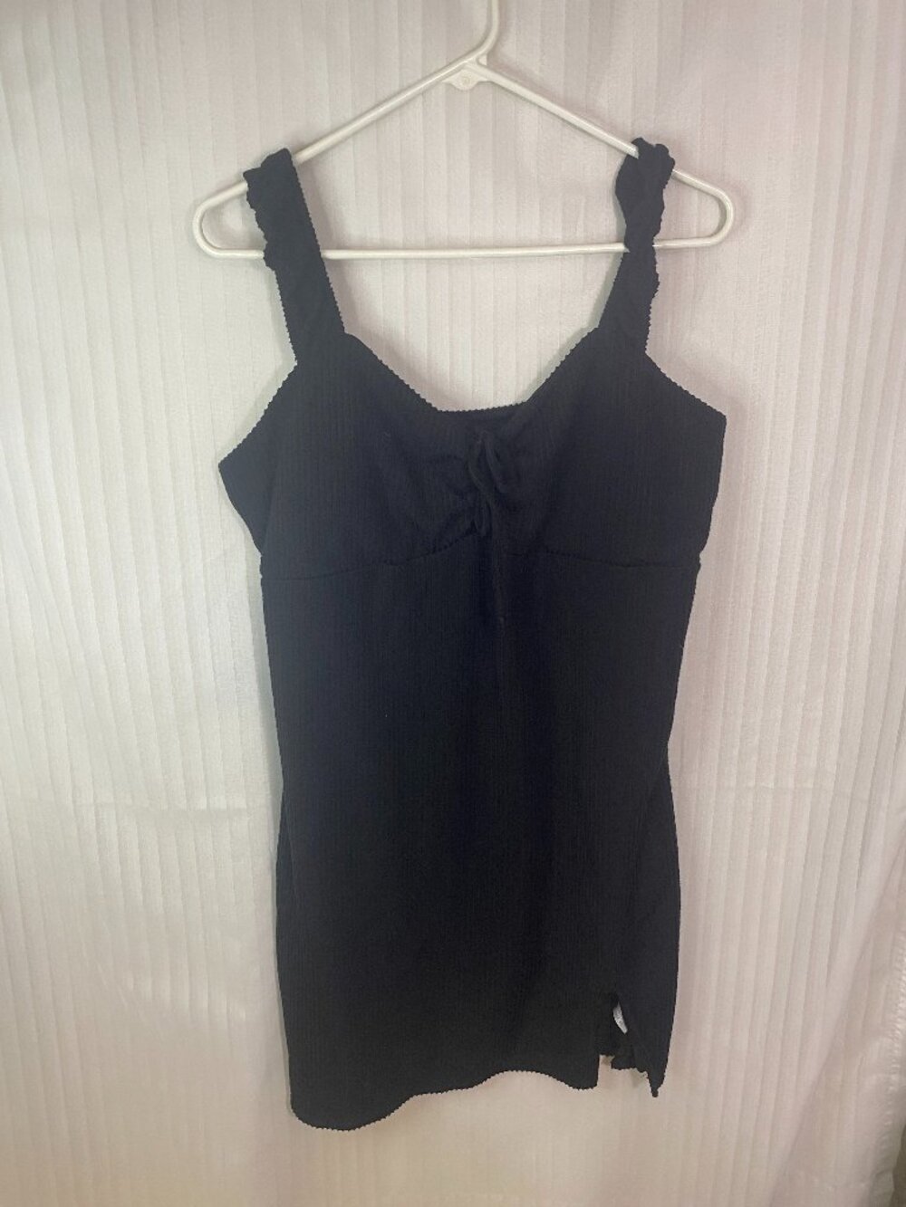 No Boundaries Black Ribbed Mini Dress XXL 20 Sleeveless Side Slit Stretch Y2K